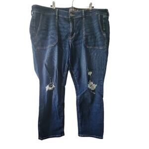 Size 20R Torrid distressed dark wash cargo pocket jeans, great condition